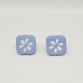Blue Floral Tile Studs