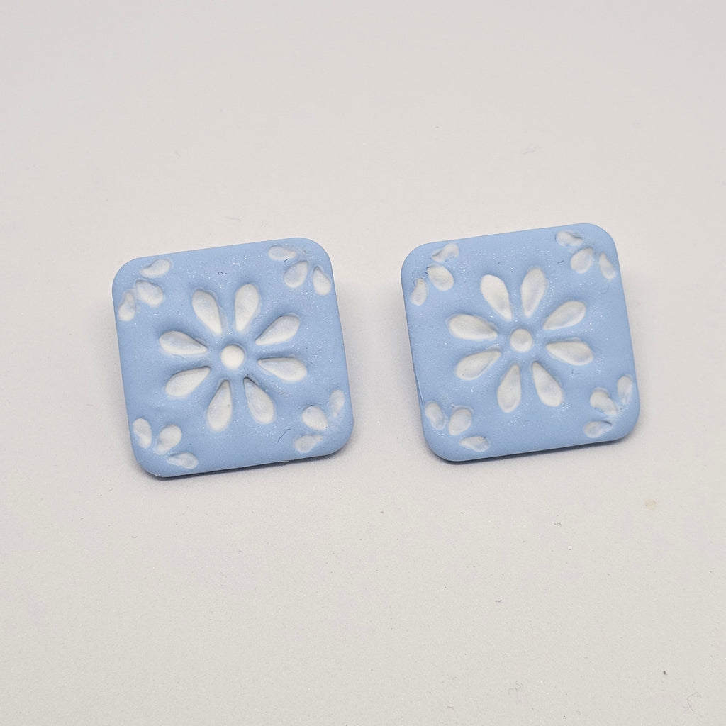 Large Floral Tile Studs